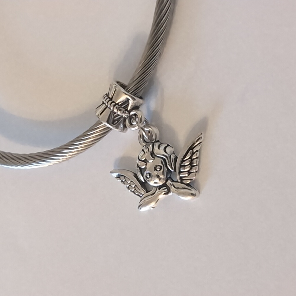 Silver Angel Dangle Charm for Pandora‎ Style Bracelet - Picture 2 of 4